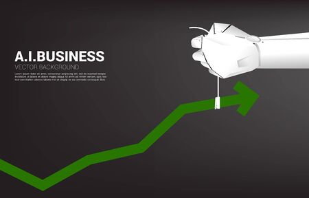 Robot hand move pull business graph higher. Business concept for machine learning , a.i artificial intelligence and disruption.のイラスト素材