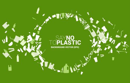 Circle shape from plastic package and product icon. background for take care and save the environment. Say no to plasticのイラスト素材