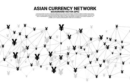 Vector money asian currency network from Polygon connect line. Concept for japan and china financial network connection.のイラスト素材