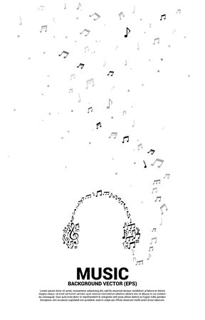 music and sound background concept.music melody note shaped headphone icon.のイラスト素材