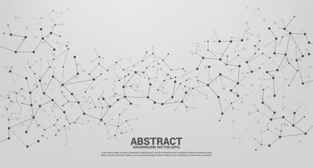 Network line Connecting dot molecule background. Concept of Network Business, technology, Data and chemical. Dot connect line abstract background represent futuristic network and data transformationのイラスト素材