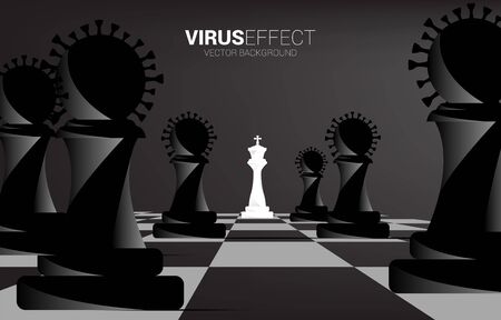 King chess around with virus chess piece. concept of business corona virus effectのイラスト素材