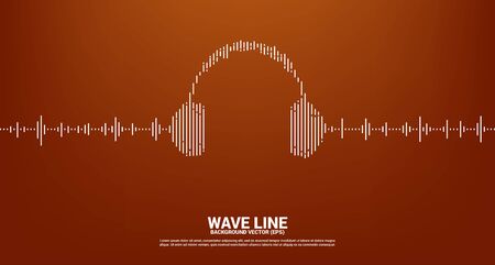 Sound wave Music Equalizer background. audio visual headphone icon with line wave graphic styleのイラスト素材
