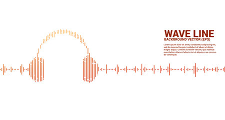 Sound wave Music Equalizer background. audio visual headphone icon with line wave graphic styleのイラスト素材