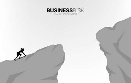 silhouette of businesswoman ready to run to jumping over the gap. concept of business challenge risk.のイラスト素材