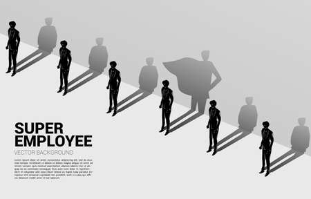 One of Silhouette of businessmen with his shadow of super human on wall.concept of empower potential and human resource managementのイラスト素材