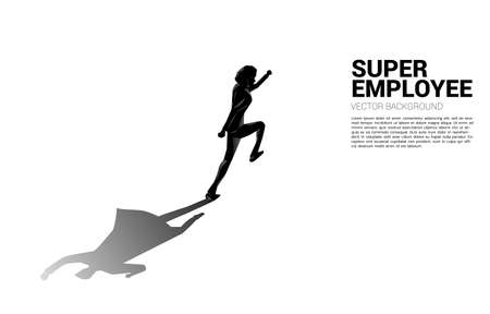 Silhouette of businessman running and his shadow of superhero.concept of empower potential and human resource managementのイラスト素材