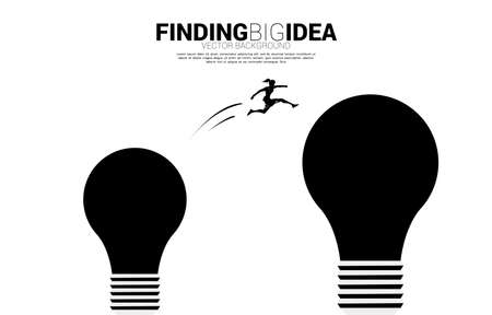 Silhouette of businesswoman jump to light bulb with springboard . Business Concept of creative idea and solution.のイラスト素材
