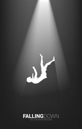silhouette of businesswoman falling down in the spotlight. Concept for fail and accidental businessのイラスト素材