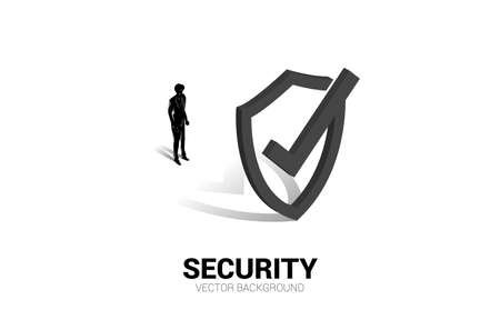 businessman standing with 3D Protection shield icon. concept of guard security and safetyのイラスト素材