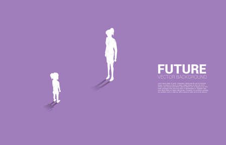 Silhouette of girl standing with adult. Concept of education solution and future of children.のイラスト素材