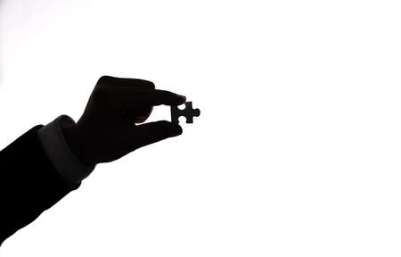 Silhouette of businessman use tablet isolate on  white background. Concept for business and online technology.の写真素材