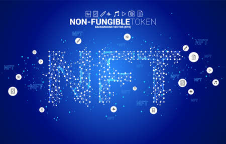 Vector NTF from Polygon dot connect line. Concept for non-fungible token market.のイラスト素材