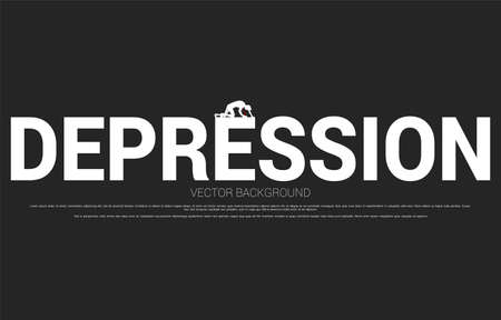 silhouette of businessman on knee on big depression. Concept for fail and depress people.のイラスト素材