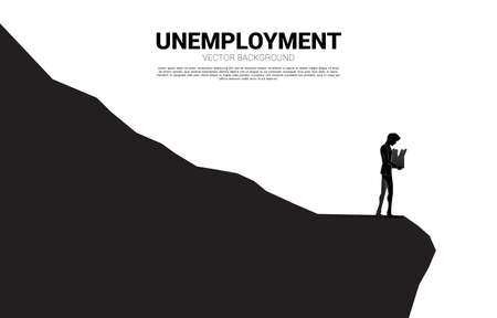 silhouette of losing job man walking to the cliff. Concept for depression of unemployment people.のイラスト素材