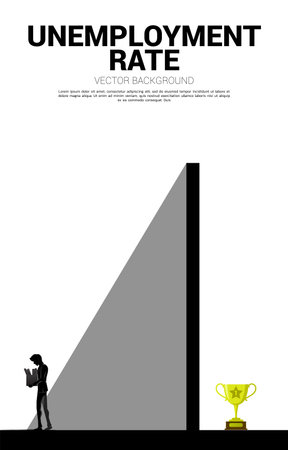 Unemployment man walk away from the big wall. Concept for depression and obstacle business.のイラスト素材