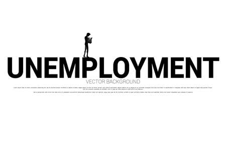 silhouette of losing job man on unemployment text. Concept for end of career and jobless.のイラスト素材