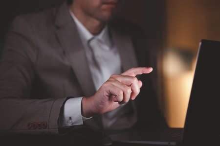 Close up hand of businessman with notebook. Concept of technology for business.の写真素材