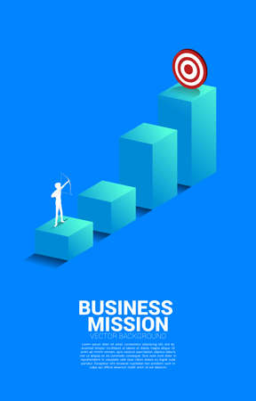 Businessman in suit shoot the arrow to target on growth graph. Business Concept of marketing target and customer.のイラスト素材