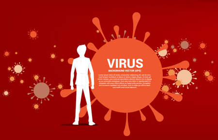 silhouette of businessman with particle of virus outbreak background. Concept for economic crisis from virus outbreak.のイラスト素材