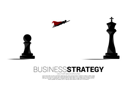 businessman flying to king chess piece 3D silhouette vector. icon for business planning and strategy thinkingのイラスト素材