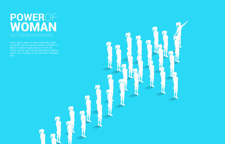 Group of businesswoman standing together shape arrow. business concept for company mission and teamwork.のイラスト素材