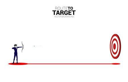 Businessman in suit shoot the arrow to target . Business Concept of marketing target and customer.のイラスト素材