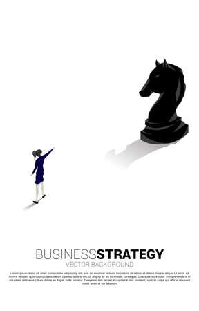 Silhouette of businesswoman point forward with chess piece. concept of business strategy marketing.のイラスト素材