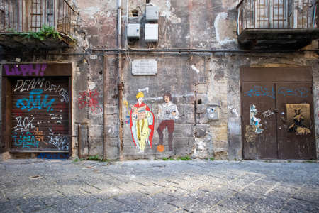 Street art in Naples, vibrant city in south Italyのeditorial素材