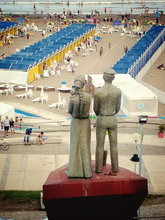 Inmigrant statue in Varese beach (also known as Bay Varese) is one of the most popular resorts in the city of Mar del Plata, Argentina.のeditorial素材