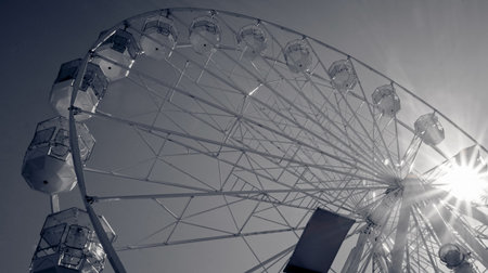 Giant ferry wheel at - famous amusement park in Minehead, UKの写真素材