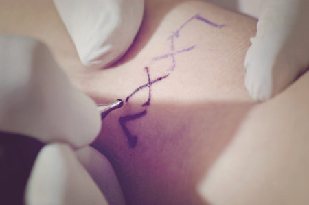 Roman numerals  on girl wrist .