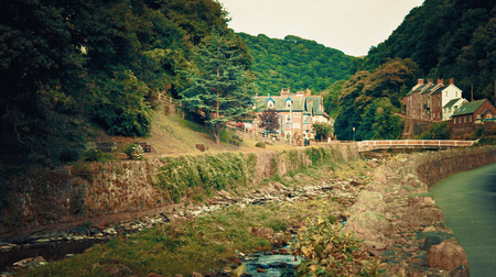 Lynmouth, UK - July 27, 2016: The River Lyn at Lynmouth North Devon Englandのeditorial素材