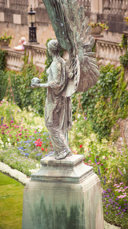 Bronze Angel of Peace memorial to Edward VII in Parade Gardens in the city of Bath Somerset UKのeditorial素材