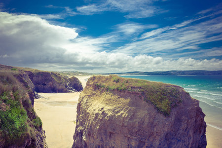 Gwithian Beach, St Ives Bay beach Cornwall uk in summer without people