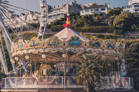 26 July 2018: Torquay, Devon, UK - Carousel  in Torquay Devon England