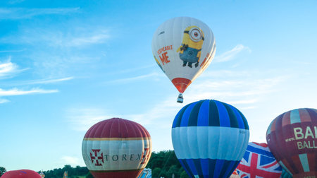 Bristol, UK - August 13, 2016: The Bristol International Balloon Fiesta 2016, showing the mass...