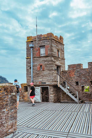 26 July 2018 - Dartmouth, Devon, UK: Dartmouth Castle on the estuary of the river Dart, Devon. The Castle is an artillery fort, built to protect Dartmouth harbour. The earliest parts of the castle date from the 1380sのeditorial素材