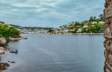 View from Dartmouth castle at Dartmouth Harbor and Kingswear at the River Dart. The Castle is an artillery fort, built to protect Dartmouth harbourのeditorial素材
