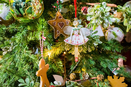 Christmas decorations on sale in a garden centre, near Lacock, England
