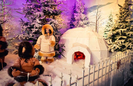 Lacock, Chippenham,UK - December 16, 2018: Winter Wonderland display in Whitehall garden centre, near Lacock in Wiltshire,  England.のeditorial素材