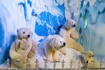 Lacock, Chippenham, UK - December 16, 2018: Winter Wonderland display in Whitehall garden centre, near Lacock in Wiltshire,  England.のeditorial素材