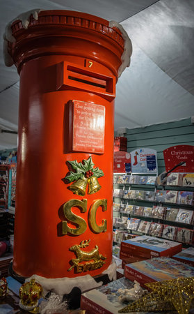 Lacock, Chippenham, UK - December 16, 2018: Winter Wonderland display in Whitehall garden centre,...