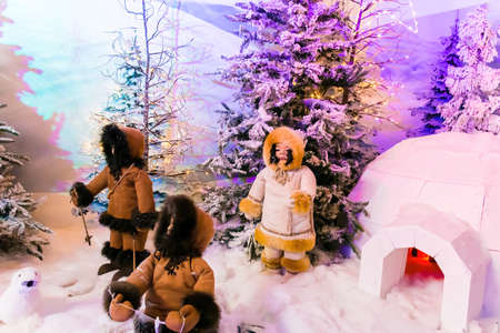 Lacock, Chippenham,UK - December 16, 2018: Winter Wonderland display in Whitehall garden centre, near Lacock in Wiltshire,  England.のeditorial素材