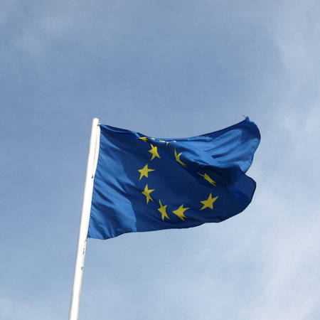 Flag of Europe over a blue sky