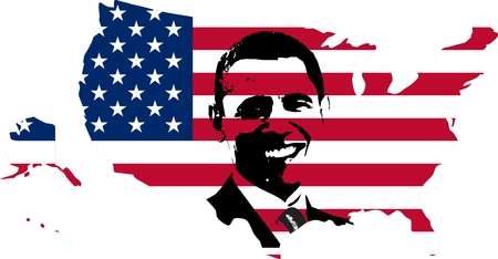 Obama over the USA flagのeditorial素材
