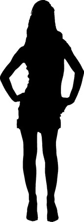 silhouette of a sexy girl standing - isolated illustrationのイラスト素材