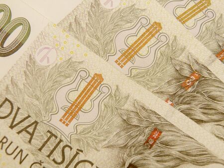 Czech korunas CZK (legal tender of the Czech Republic) banknotesの写真素材