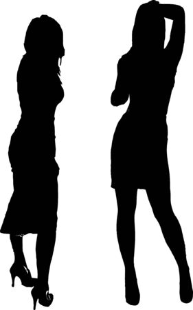 Sexy fashion-victim girls - isolated vector illustrationのイラスト素材