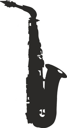 alto saxophone silhouette - isolated vector illustrationのイラスト素材
